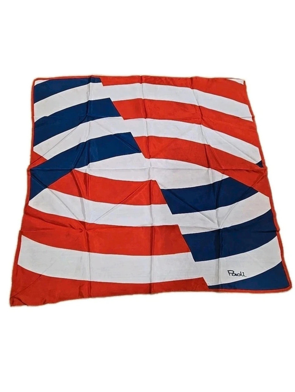 Paoli Scarf 27" Nautical Patriotic Red White Blue Vintage